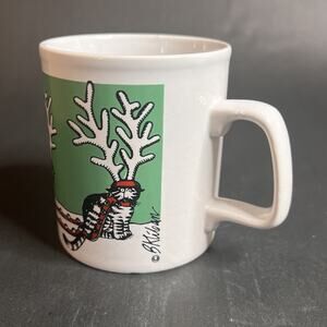 Kliban Cat Christmas Mug – Vintage-Reindeer Theme, Kiln Craft England, VTG